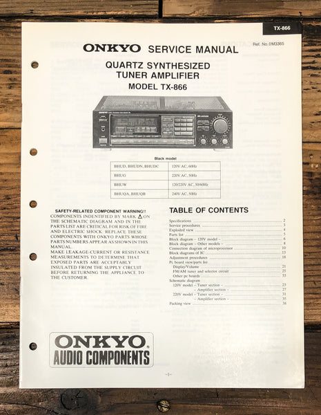Onkyo TX-866 Receiver Service Manual *Original*