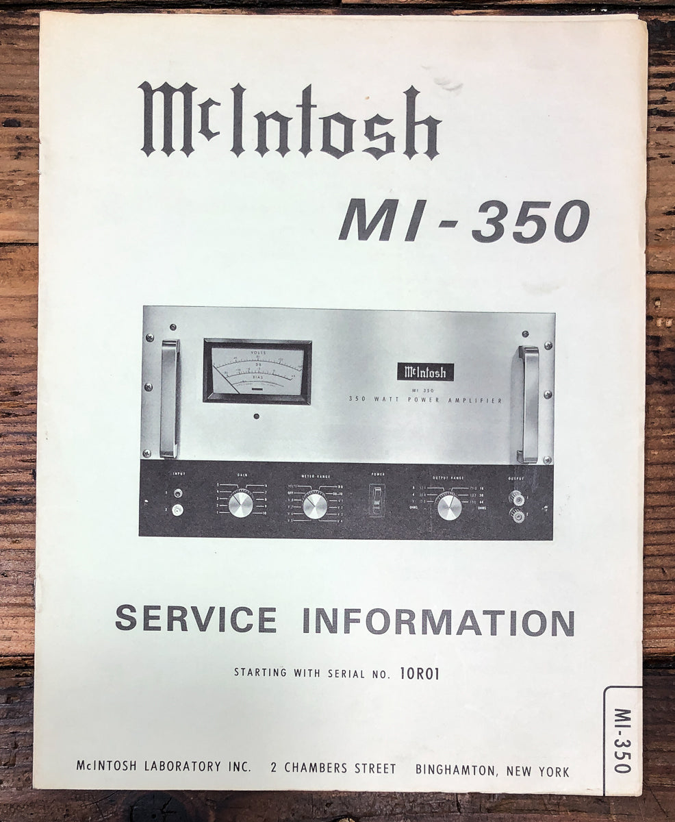 McIntosh MI-350 MI350 Amplifier Service Manual *Original*