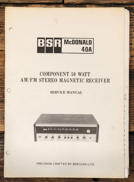 BSR McDonald Model 40A Receiver  Service Manual *Original*