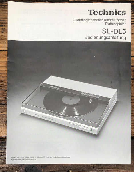 Technics SL-DL5 Record Player / Turntable Owners / User Manual *Original*