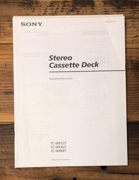 Sony TC-WE525 -WE425 -WR681 Cassette  Owner / User Manual *Original*