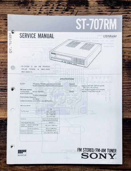 Sony ST-707RM Tuner  Service Manual *Original*