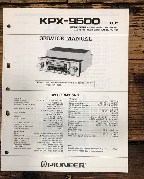 Pioneer KPX-9500 Car Cassette Service Manual *Original*