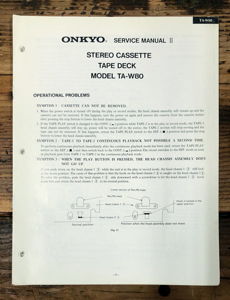 Onkyo TA-W80 Cassette  Service Manual *Original* #3