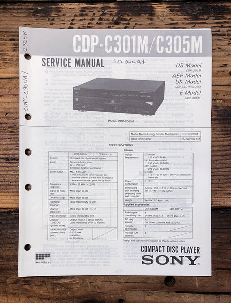 Sony CDP-C301M CDP-C305M CD Player  Service Manual *Original*