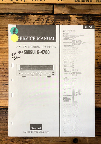 Sansui G-4700 Receiver  Service Manual *Original*