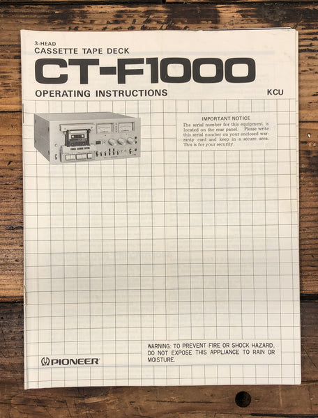 Pioneer CT-F1000 Cassette  Owner / User Manual *Original*