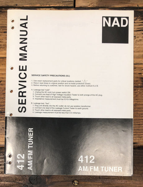 NAD Model 412 Amplifier Service Manual *Original*