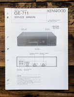 Kenwood GE-711 Equalizer  Service Manual *Original*