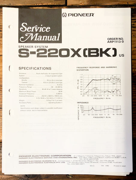 Pioneer CS-S220X Speaker  Service Manual *Original*