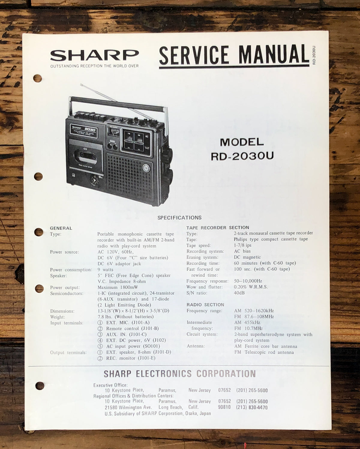 Sharp RD-2030U RD-2030 U  Service Manual *Original*