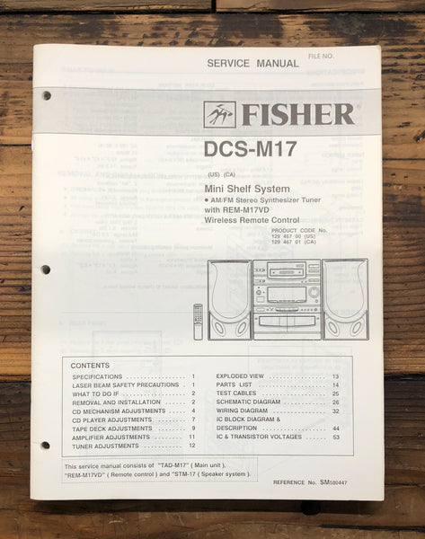 Fisher DCS-M17 Stereo  Service Manual *Original*