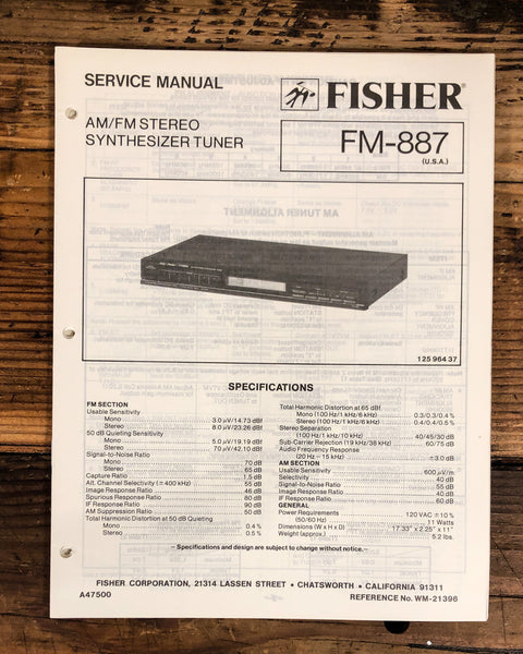 Fisher FM-887 Tuner  Service Manual *Original*