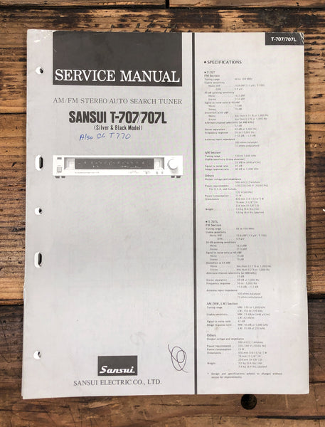 Sansui T-707 T-707L Tuner  Service Manual *Original*