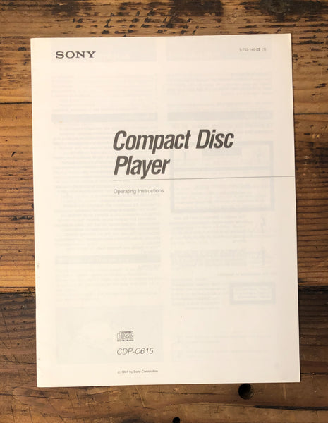 Sony CDP-C615 CD Player  Owner / User Manual *Original*