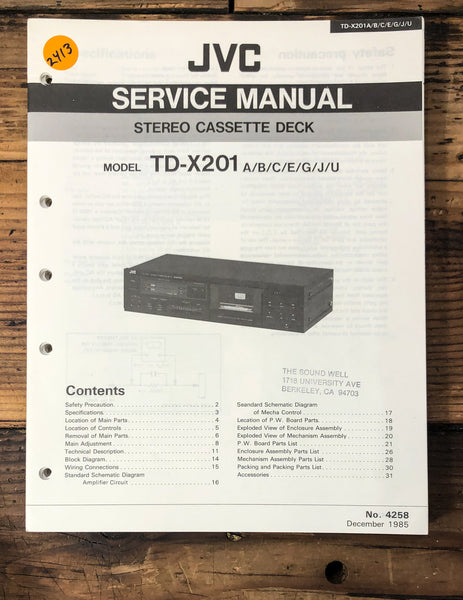 JVC TD-X201 Cassette  Service Manual *Original*