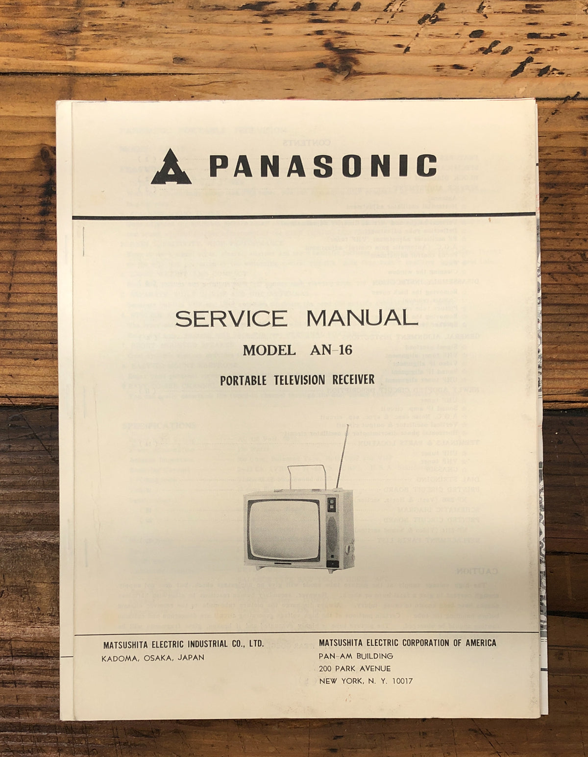 Panasonic AN-16 TV  Service Manual *Original*