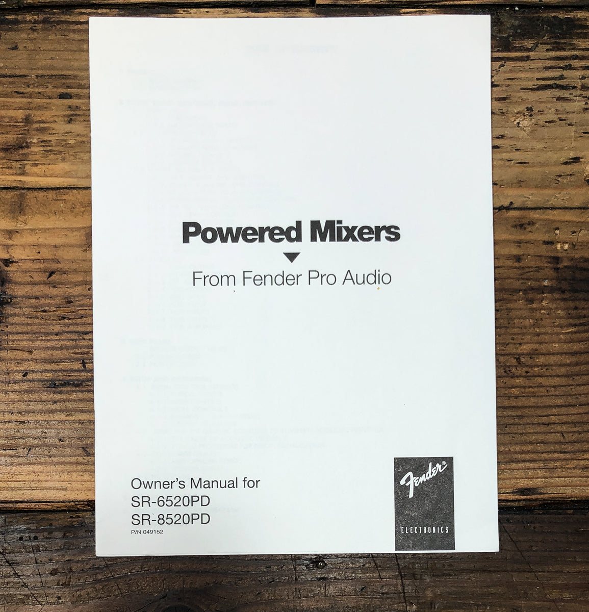 Fender SR-6520PD SR-8520PD Mixer Owners / User Manual *Original*