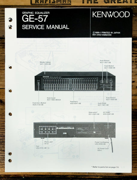 Kenwood GE-57 Graphic Equalizer  Service Manual *Original*