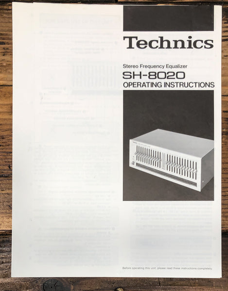 Technics SH-8020 Equalizer Owners / User Manual *Original*