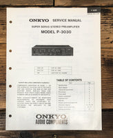 Onkyo P-3030 Preamp / Preamplifier  Service Manual *Original*