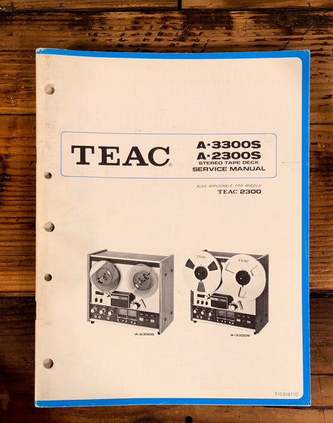 Teac A-2300 2300S A-3300S Reel to Reel  Service Manual *Original*