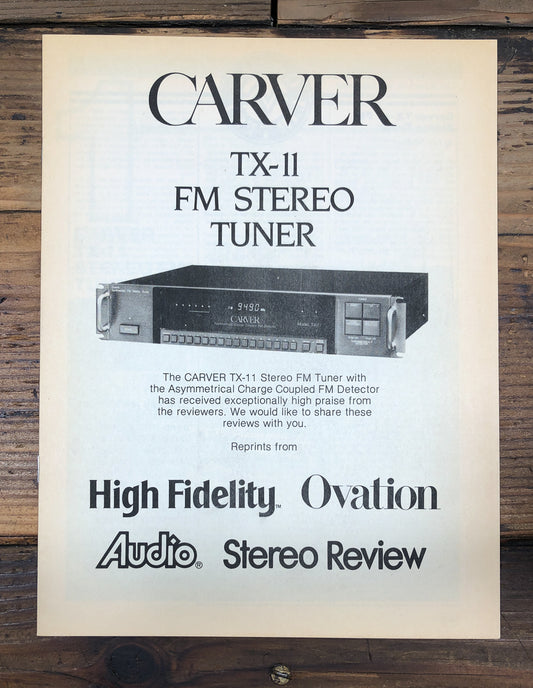 Carver TX-11 Tuner 15pg Magazine Reviews Brochure *Original*