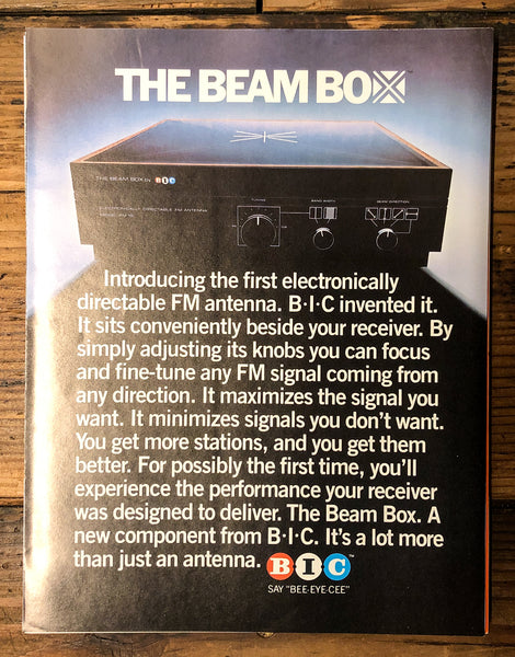 BIC BEAM BOX  FM Antenna 3pg Dealer Brochure *Orig* #2