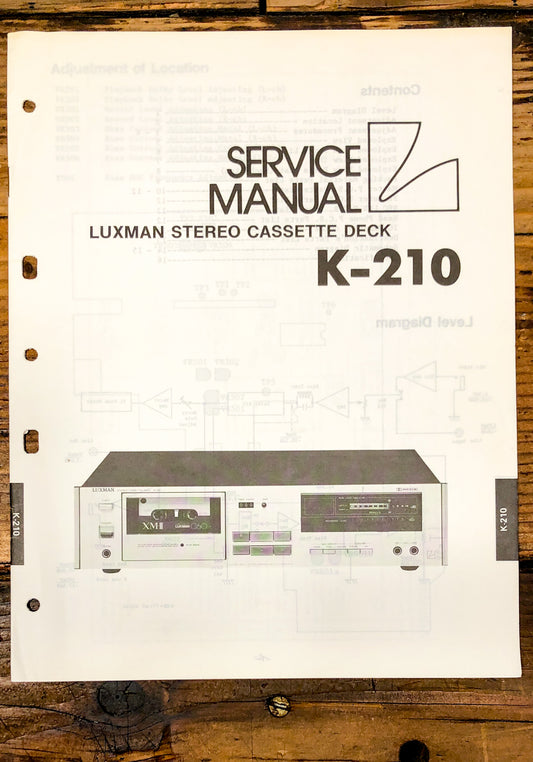 Luxman K-210 Cassette Service Manual *Original*