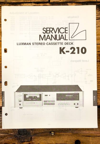 Luxman K-210 Cassette Service Manual *Original*