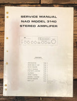 NAD Model 3140 Amplifier Service Manual *Original*