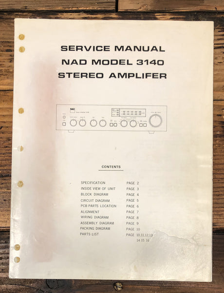 NAD Model 3140 Amplifier Service Manual *Original*