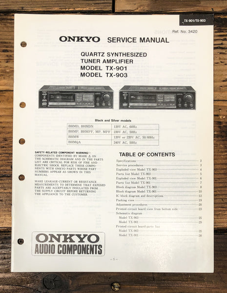 Onkyo TX-901 TX-903 Receiver Service Manual *Original*