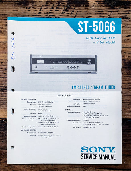 Sony ST-5066 Tuner  Service Manual *Original*