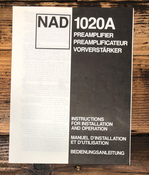 NAD Model 1020A Preamp / Preamplifier Service Manual *Original*