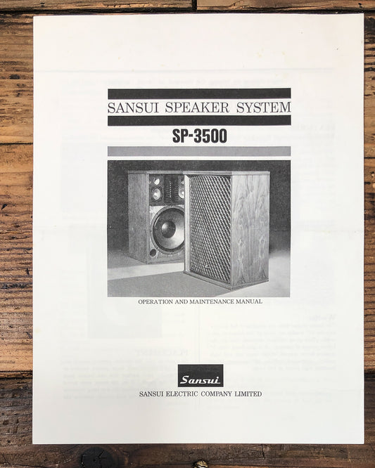 Sansui SP-3500 Speaker Owners / User Manual *Original*