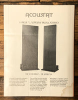 Acoustat Model 6 Model 8 Speaker 3pg Dealer Brochure *Orig*