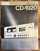 JVC CD-1920 Cassette 3pg Brochure   *Original*