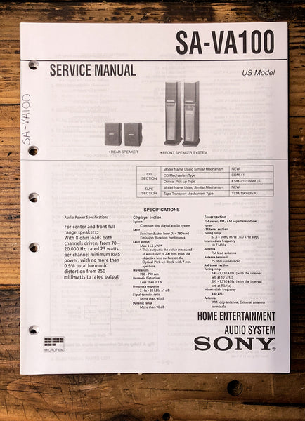 Sony SA-VA100 Speaker  Service Manual *Original*