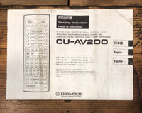 Pioneer CU-AV200 Remote Control Owners / User Manual *Original*