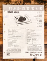 Sony PS-LX430 -LX430C -LX431 -LX433 Turntable  Service Manual *Original*