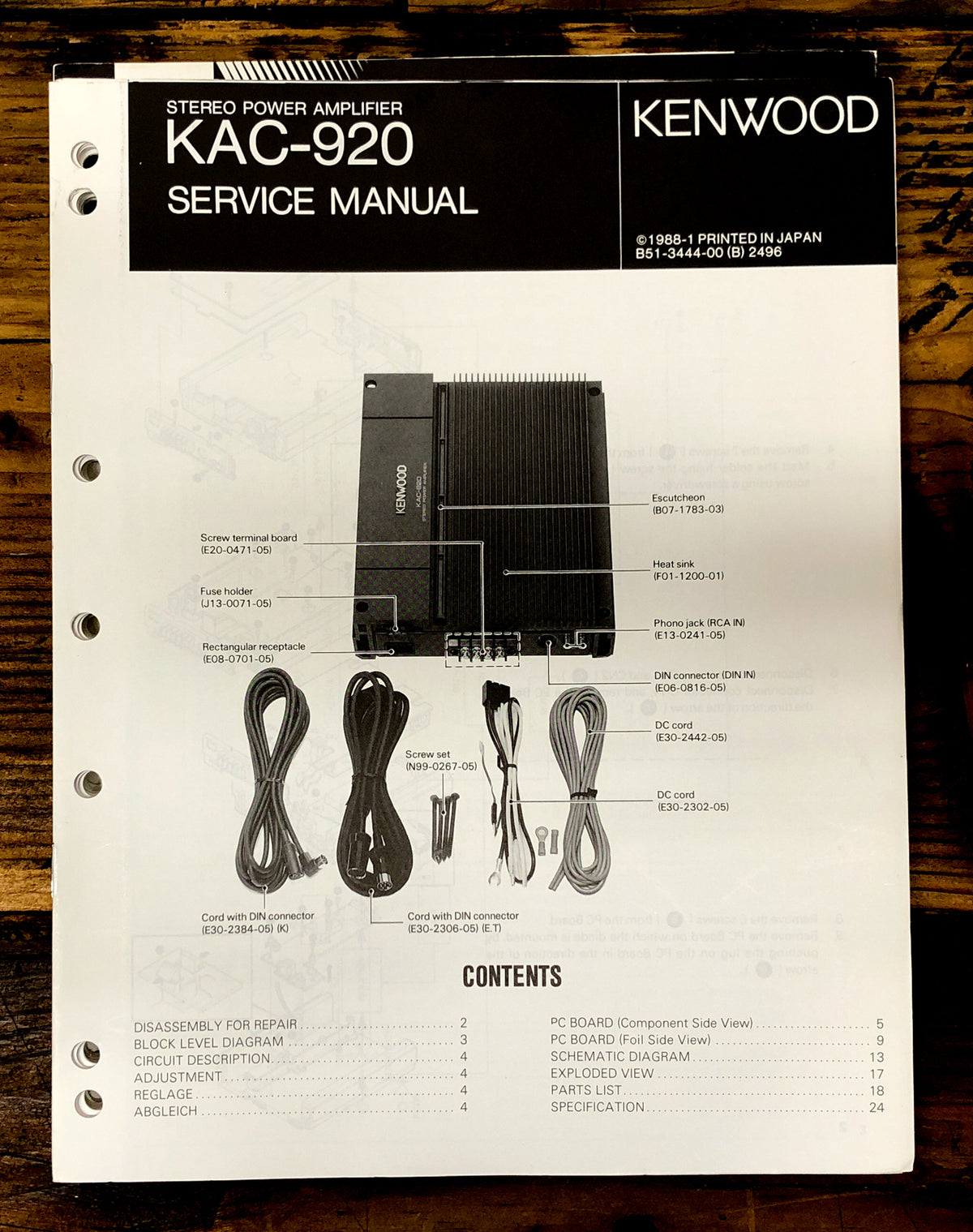 Kenwood KAC-920 Amplifier  Service Manual *Original*