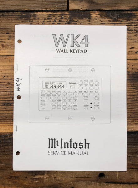 McIntosh WK-4 WK4 Keypad  Service Manual *Original*