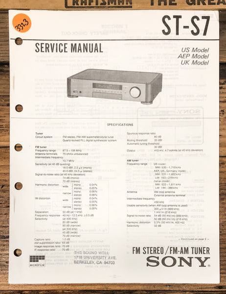 Sony ST-S7 Tuner  Service Manual *Original*