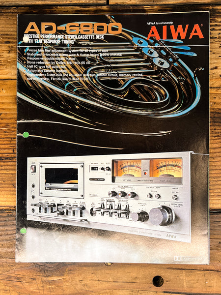 Aiwa AD-6800 Cassette 7pg Foldout Dealer Brochure  *Original*
