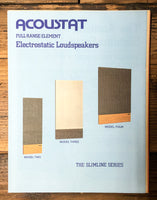 Acoustat Model 2 Model 3 Model 4 Speaker 5pg Dealer Brochure *Orig*