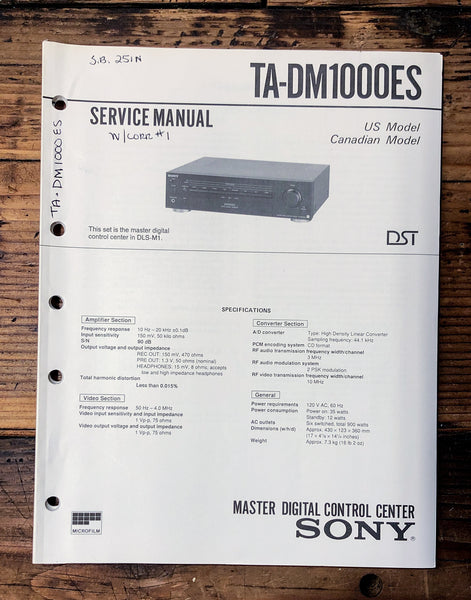 Sony TA-DM1000ES Control Center  Service Manual *Original*
