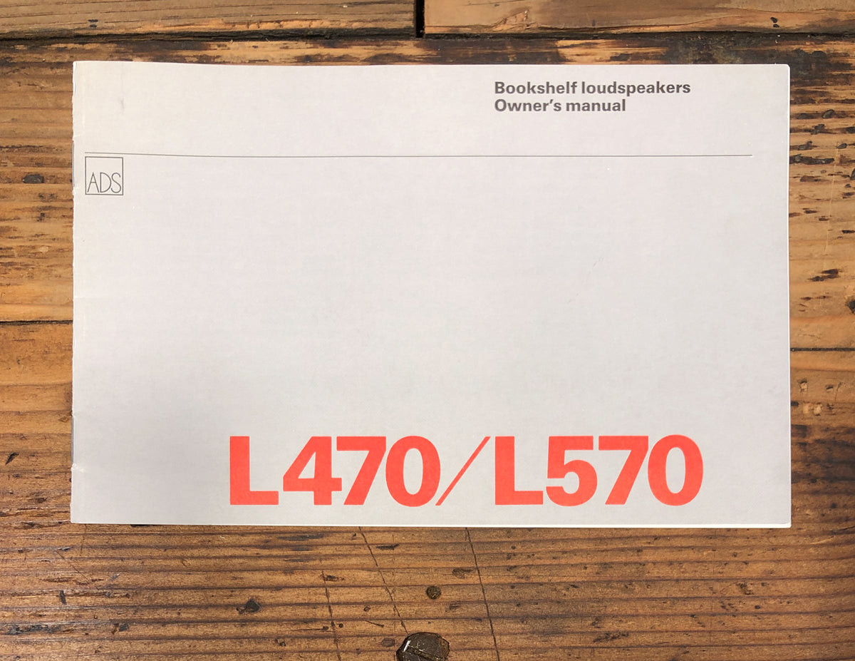 ADS L470 L570 Speaker Owners / User Manual *Original*