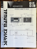Kenwood KX-31 KX-31B Cassette  Service Manual *Original* #1