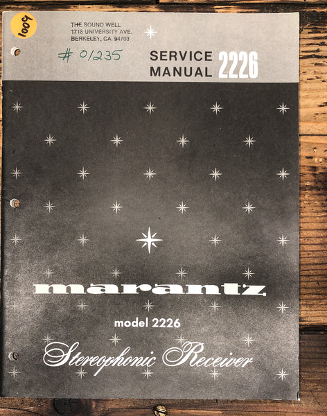 Pioneer Model 2226 Receiver Service Manual *Original*